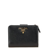 プラダ サフィアーノ 二つ折り財布 1ML018 ブラック レザー レディース PRADA 【中古】